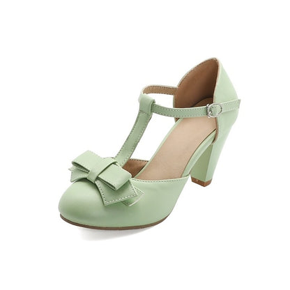 Bow T-Strap Green Vintage 1950s Retro Mint – Heels Chunky with