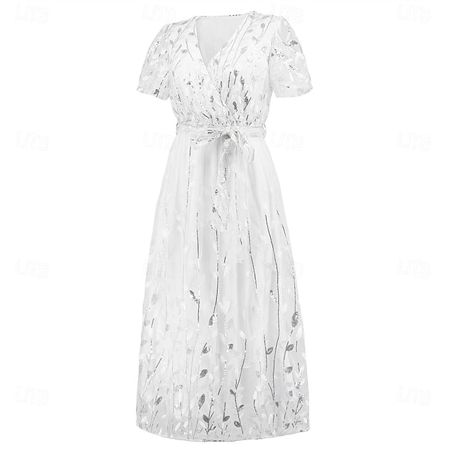 Neck Elegant Bride V Mother Sequin Dress the A-Line of