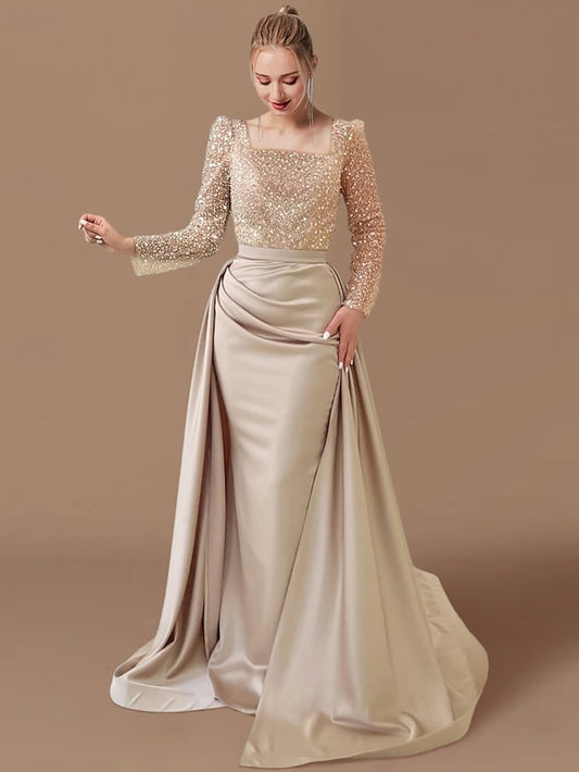 Gown Length Long Elegant Evening Formal Dress Floor Mermaid