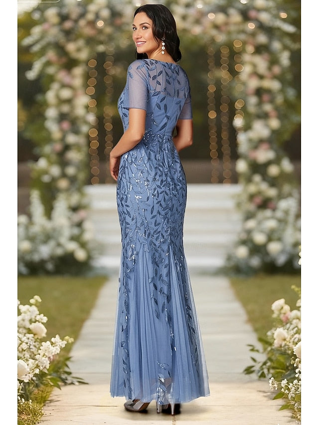 Mermaid Trumpet Floor Length Beaded Eembroidered Wedding Guest