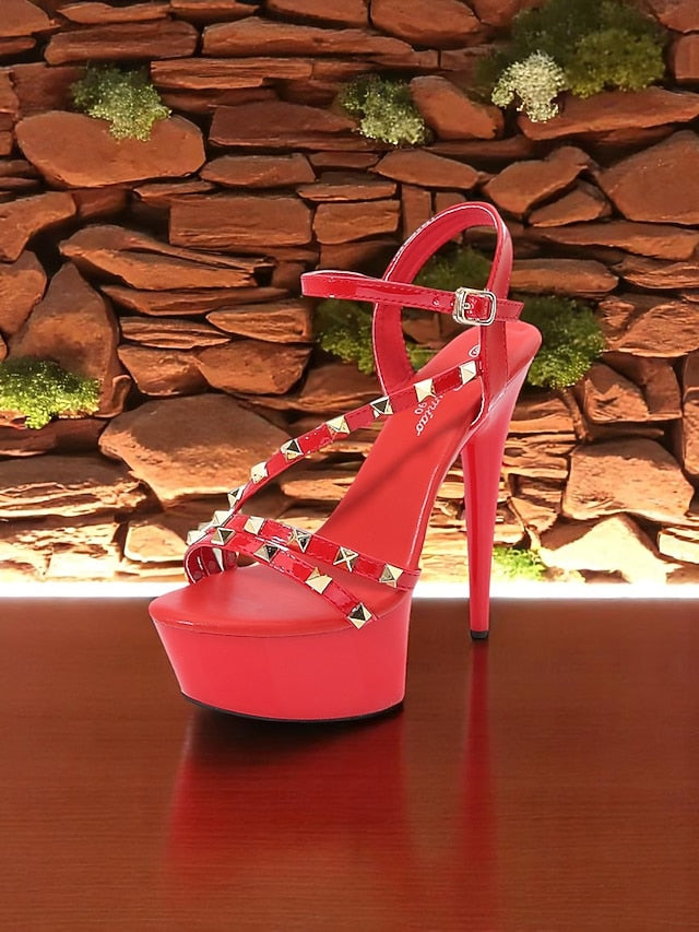 Platform Women's Straps Studded Heels with Stiletto