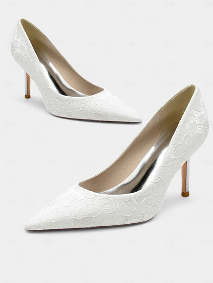 Pointed-Toe Lace-Embroidered Stiletto - Heels Women's