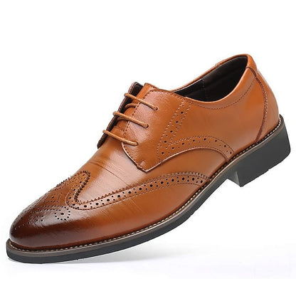 Leather Men's Oxford with Brogue Faux Blue Classic Shoes