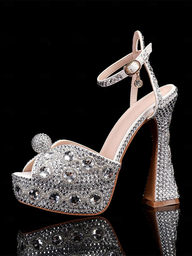 Women's Crystal-Embellished with Platform Sandals Glamorous