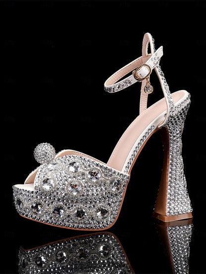 Women's Crystal-Embellished with Platform Sandals Glamorous