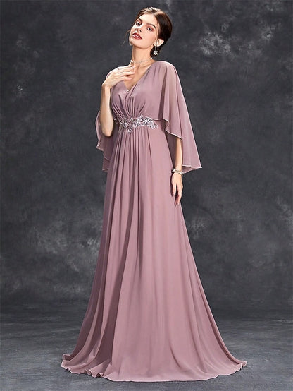 Mother Bride Elegant Dress V Neck the of Floor Party