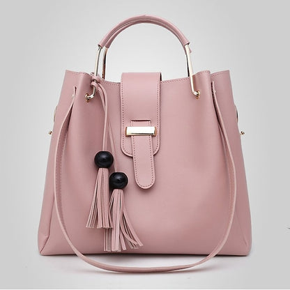Leather Women's Set Tote 3-Piece Pink Faux - Handbag