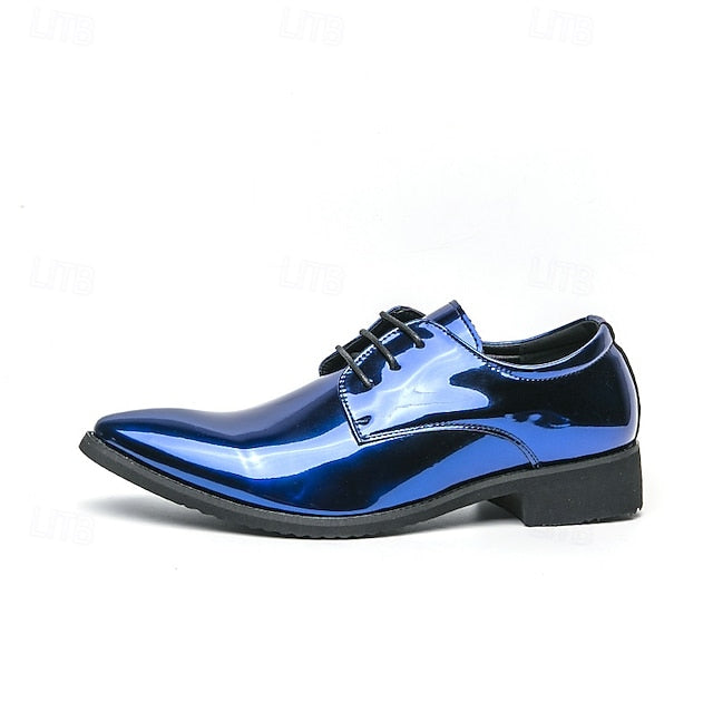 for Formal Shoes Glossy Leather Patent – Green Lace-Up Men