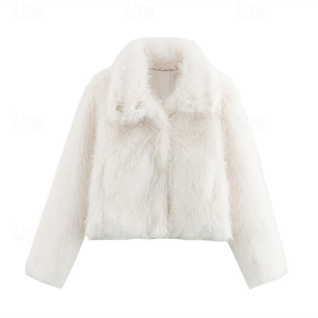 Buttons Comfortable Coat Furs Women's Warm Fur Faux