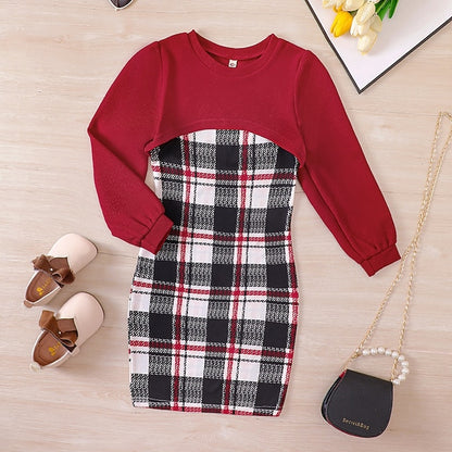 Suits 2 Set Kids Girls' Block Dress Pieces Color Long