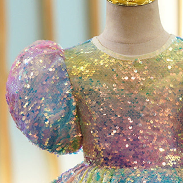 Summer 3D colour Wedding Sleeve Spring Short Girls' Dress