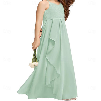 Flowy Girls Halter Junior A-Line Girl Dress Bridesmaid Flower