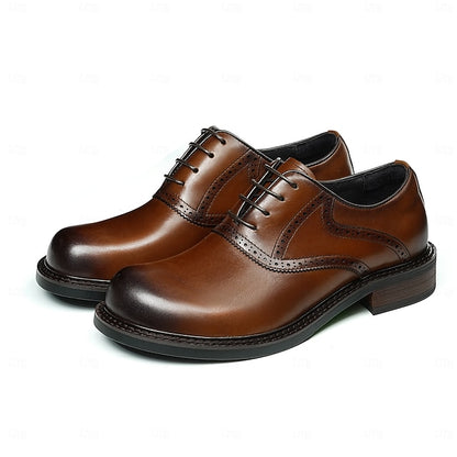 First Oxford Genuine Shoes- Men's Dress Layer Leather