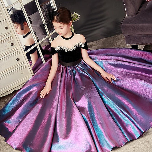 Girls' Kids Solid Dress Short Party Color Sleeve