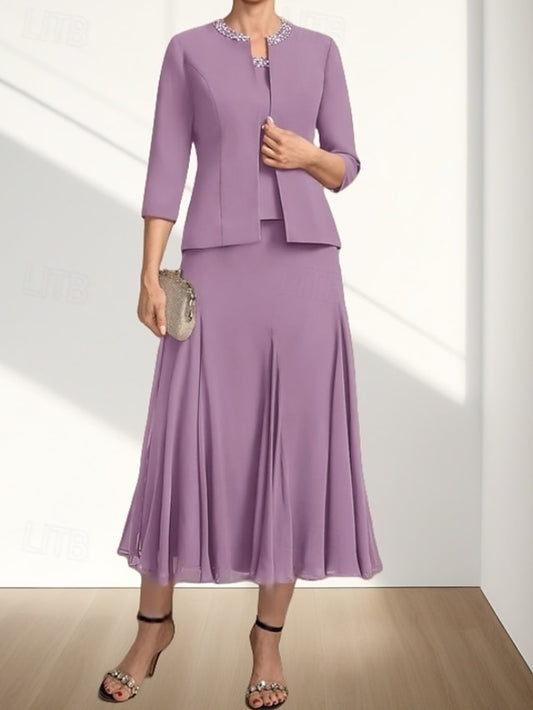 Bride Dress Mother Piece A-Line the Guest Wedding Elegant Two of