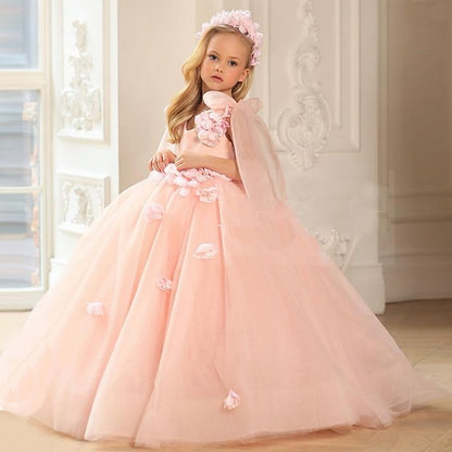 Dress Sleeveless Summer Wedding Sequin Spring 3D Girls'