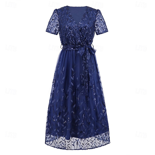Neck Elegant Bride V Mother Sequin Dress the A-Line of