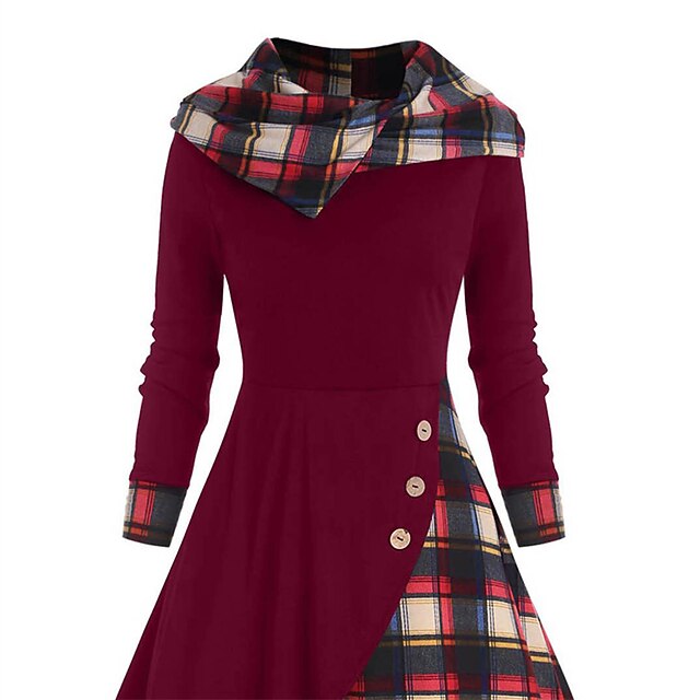 Women's Midi Dress Plaid Dress Casual Dress Sheath Dress