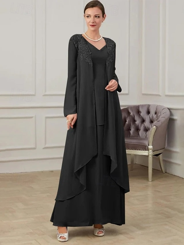 Two Formal Mother the Piece of Bride Floor Wedding Guest Dress