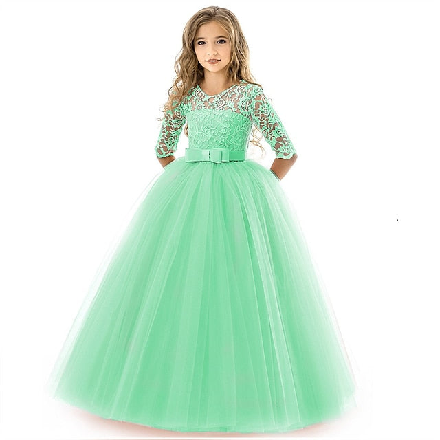 Wedding Girls' Dress Colored Girl Kids Solid Flower