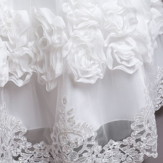 Little Girls' Party Dress A Floral Line Plain Kids