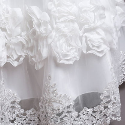 Little Girls' Party Dress A Floral Line Plain Kids