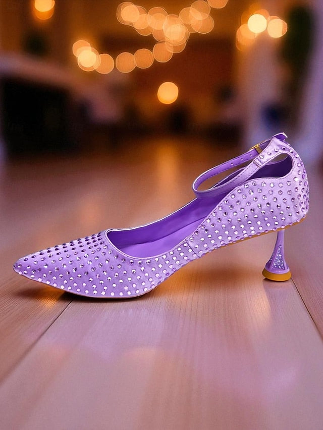 Clutch Bag Matching Women's Green and Heels Rhinestone Set