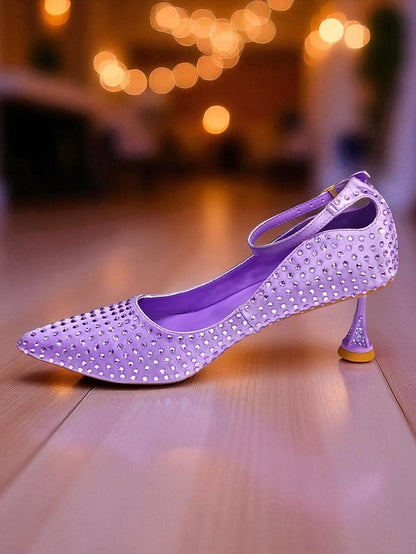 Clutch Bag Matching Women's Green and Heels Rhinestone Set