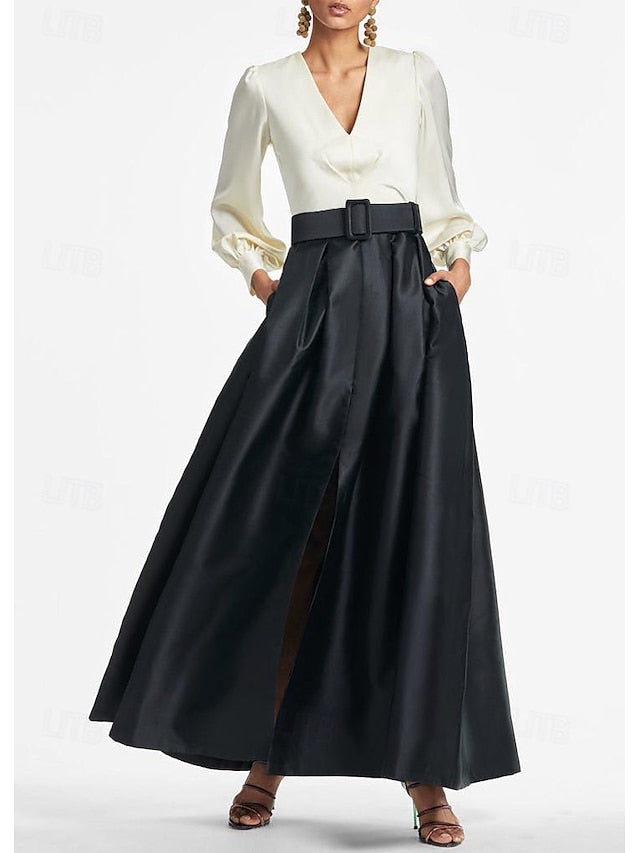 Wedding High Formal Guest Gown Floor Dress A-Line Evening Split