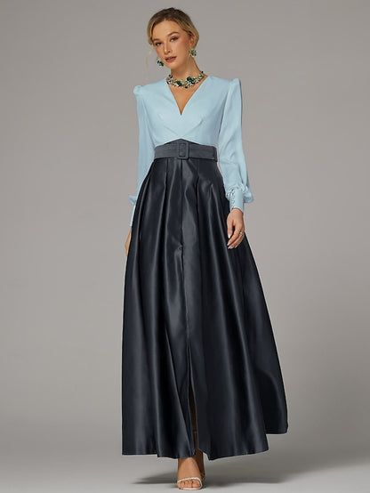 Dress Gown Formal High Wedding Evening A-Line Floor Guest Split
