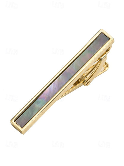 with clip tie pearl mother Men's and brass inlaid of