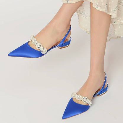 with Pearl White Elegant Satin Women's Shoes Dress