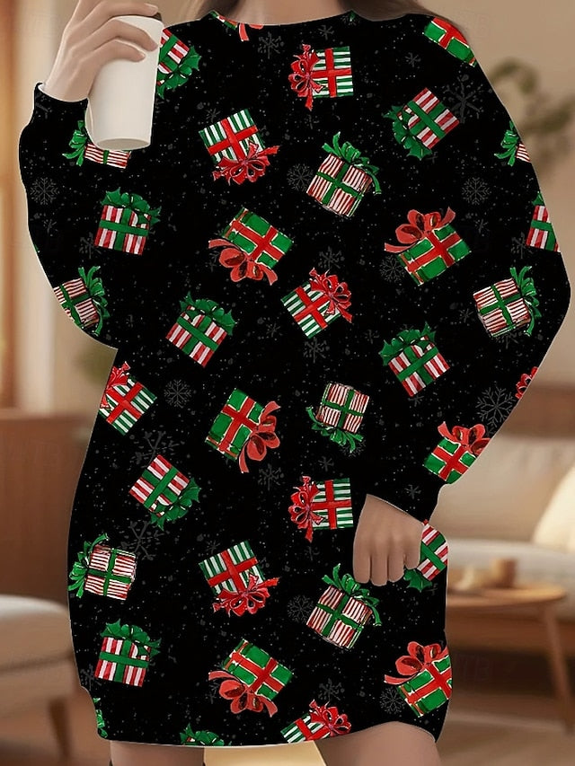 Women's Mini Dress Christmas Dress Hoodie Dress T Shirt