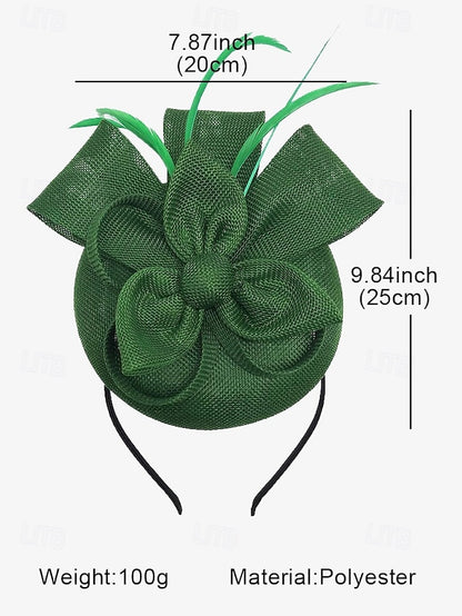 and Feather with Green Hat Fascinator Accents Women's Bow