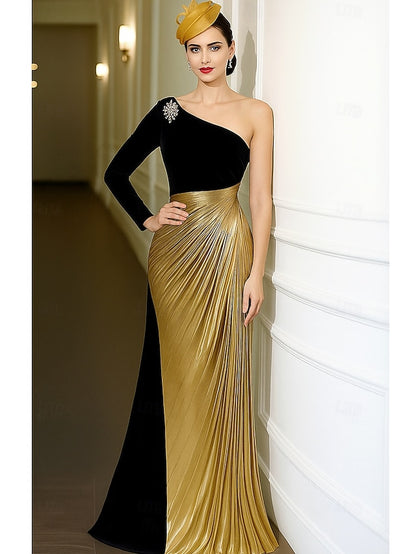 Black Elegant Gold Evening Dress Formal Gown A-Line Wedding