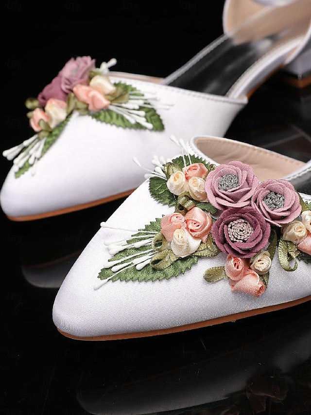 Clutch White – Floral with Shoes Flat Matching Embroidered