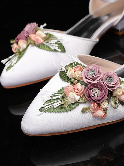 Clutch White – Floral with Shoes Flat Matching Embroidered