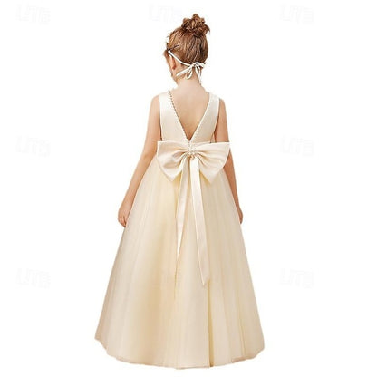 Party Dress Flower Solid Color Kids Girl Girls'