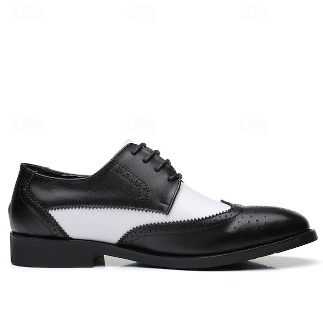 Dress Oxford Shoes with Black and White Men's Brogue