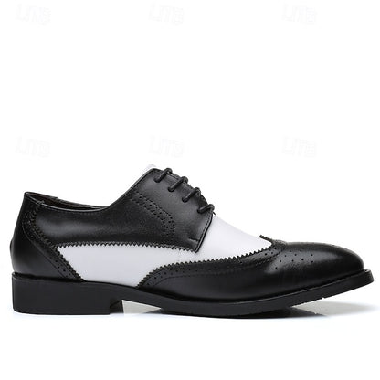 Dress Oxford Shoes with Black and White Men's Brogue