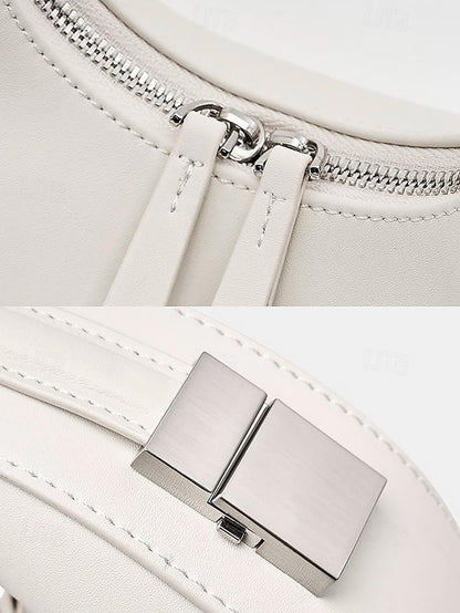 Elegant Ivory with Crescent Bag Hobo Silver - Hardware Sleek