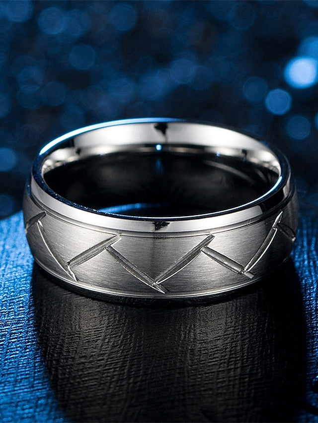 Pattern Steel Rings Modern Men's Stainless – Geometric