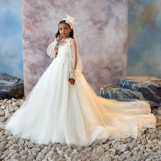 Dress Color Party Kids Girls' Solid Communion First