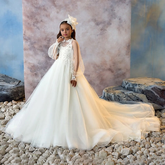 Dress Color Party Kids Girls' Solid Communion First