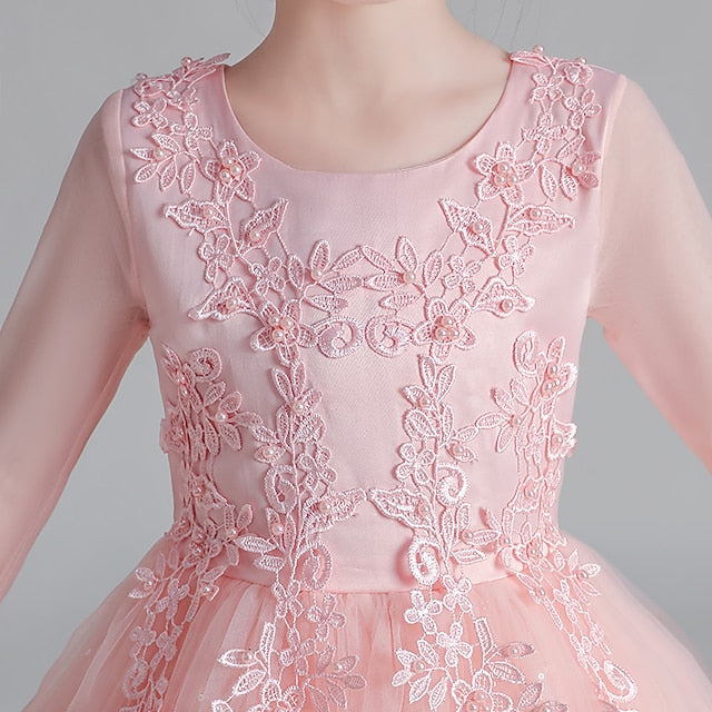 Girl Long Floral Flower Girls' Kids Sleeve Dress