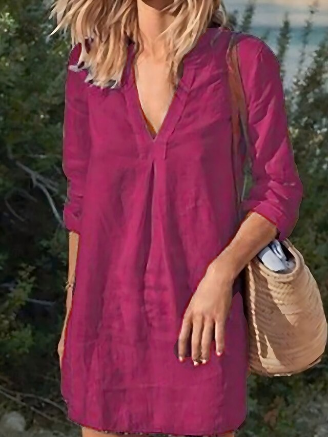 Women's Mini Dress Shift Dress Linen Casual Daily Regular