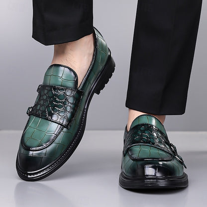 Pattern – Faux Crocodile Leather with Brown Men's Loafers