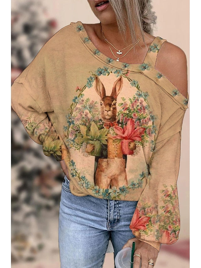 Women's Shirt Blouse Heart Carnival Casual Going out White