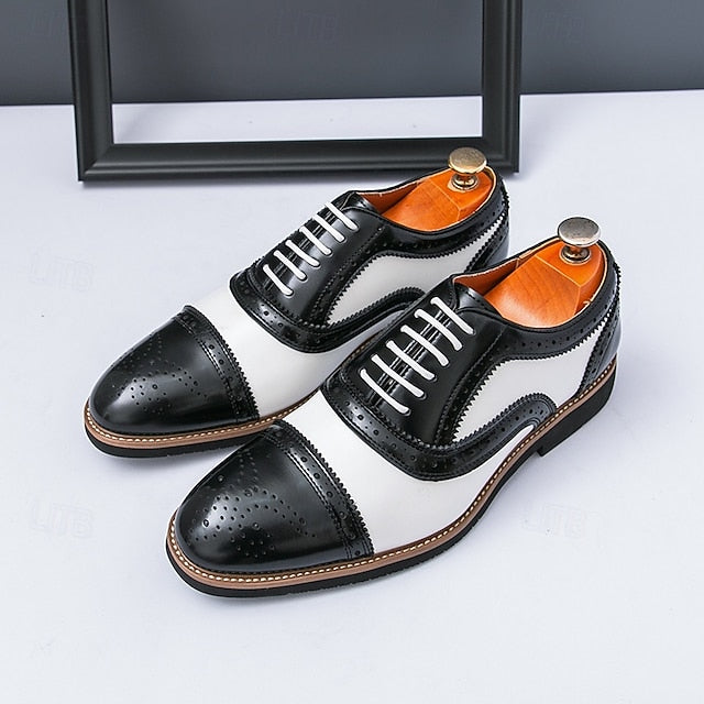 and Brogue Brown Shoes with White Oxford Classic Men's