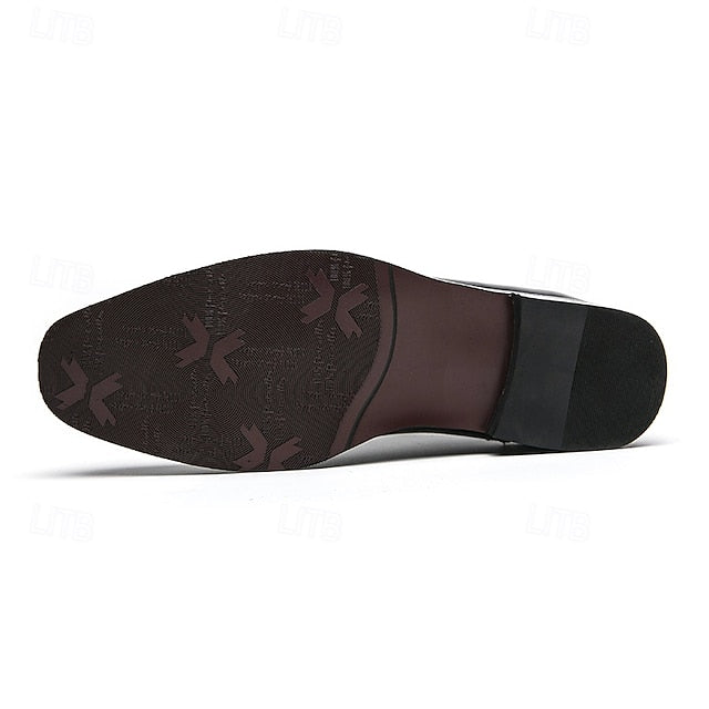 Men's Shoes Brogue Leather Faux Classic – Brown Oxford